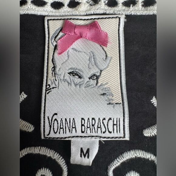 Yoana Baraschi Women’s M Black White Embroidered Crochet Tunic Top Boho Style - Picture 4 of 9